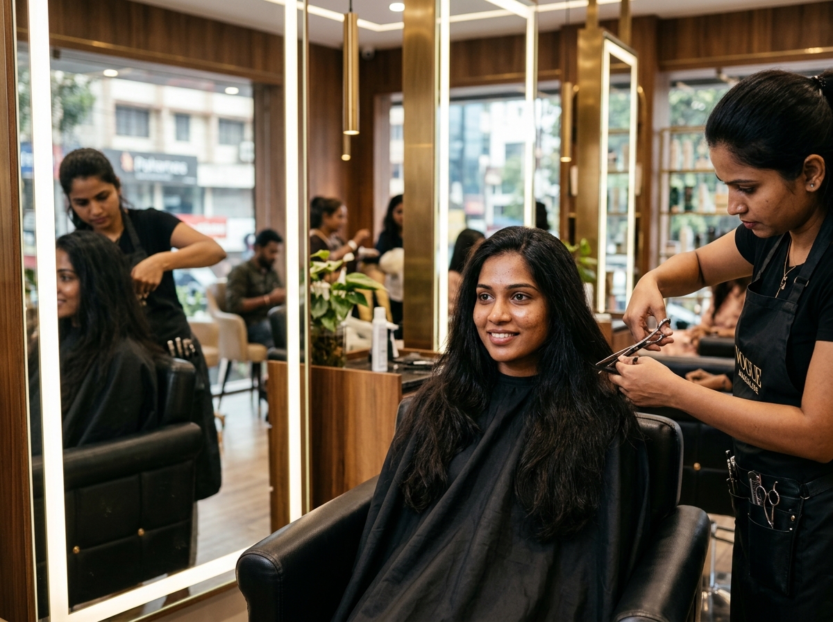 AURA Unisex Salon Interior Shivbagh Mangaluru